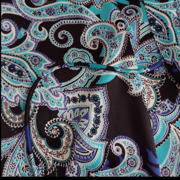 Apt. 9 ~ Satin Paisley Lace-Trim Wrap Robe in Blue & Purple (XS, NWOT) - Picture 5 of 11